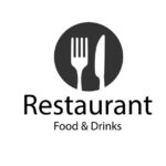 restaurant food & drinks logo fork knife background vector image